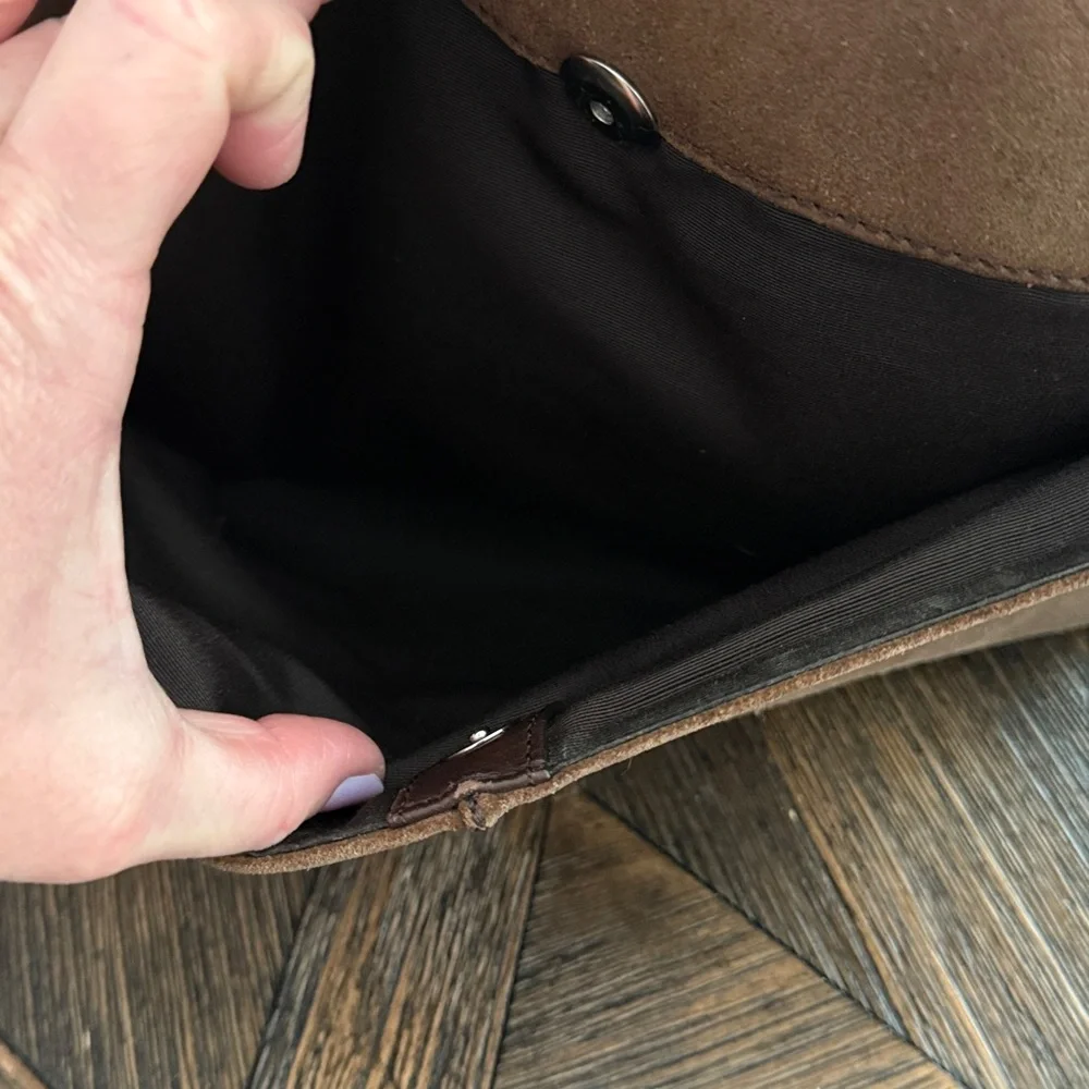 Coach Dark Brown Suede Messenger Bag